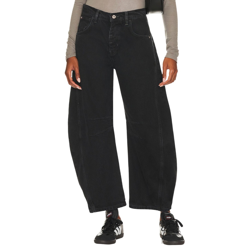 NEW We The Free Free People Good Luck Mid-Rise Barrel Jeans Washed Black 28